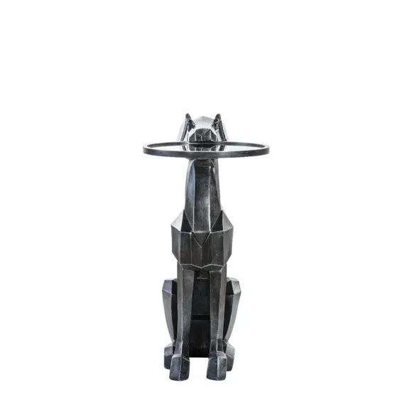 Dog-Shaped Side Table - Black, Glass