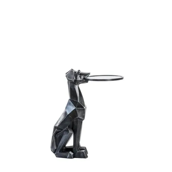 Dog-Shaped Side Table - Black, Glass