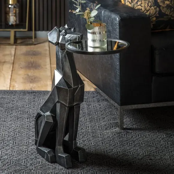 Dog-Shaped Side Table - Black, Glass image