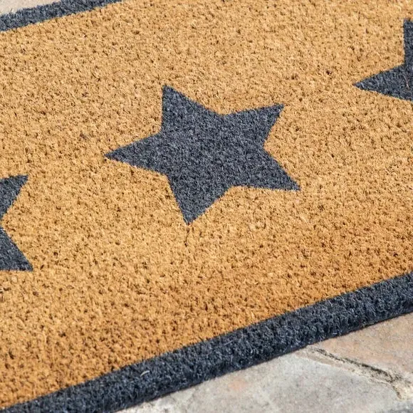 Double Doormat with Star Design - Natural, Coir