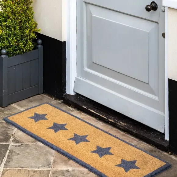 Double Doormat with Star Design - Natural, Coir image