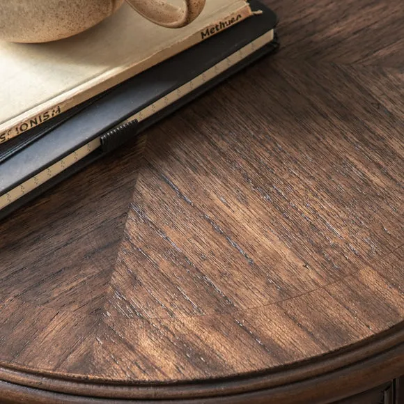 Drum Side Table with Storage - Brown, Mindy Wood