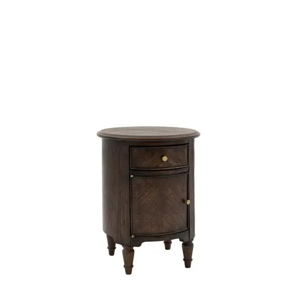 Drum Side Table with Storage - Brown, Mindy Wood