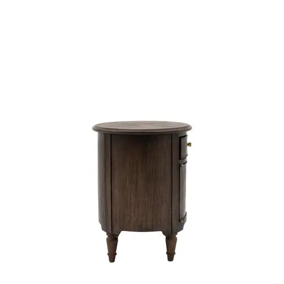 Drum Side Table with Storage - Brown, Mindy Wood