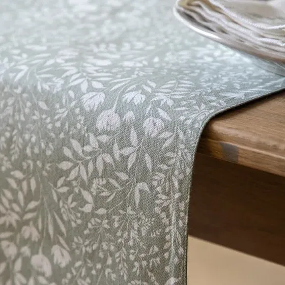 Floral Table Runner - Sage, Cotton