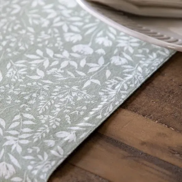 Floral Table Runner - Sage, Cotton