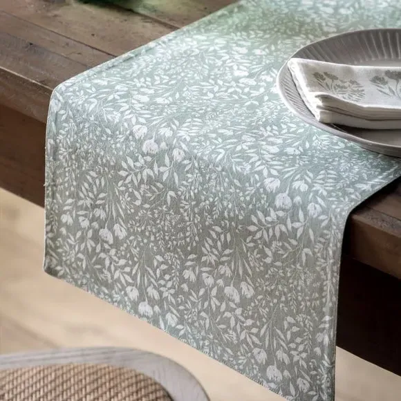 Floral Table Runner - Sage, Cotton image