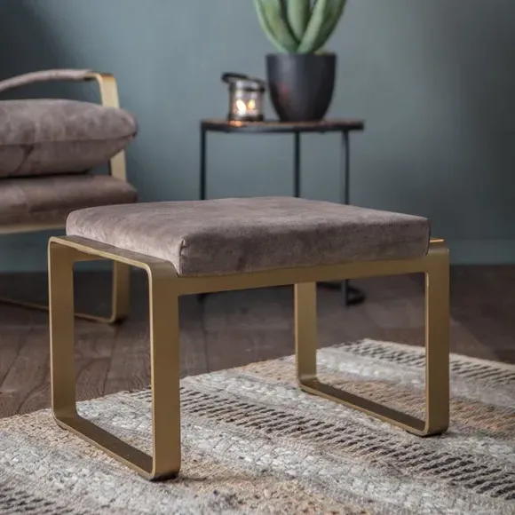 Footstool with Curved Legs - Mineral, Metal image