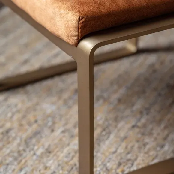 Footstool with Curved Legs - Ochre, Metal