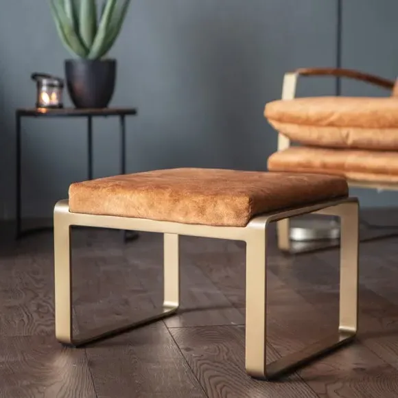 Footstool with Curved Legs - Ochre, Metal