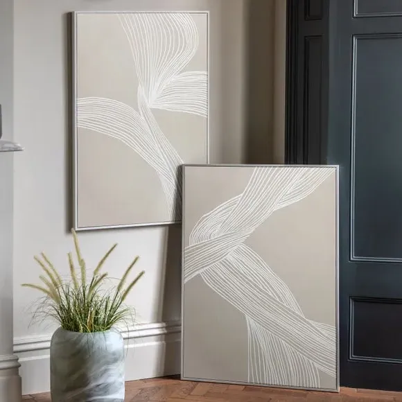 Framed Canvas Abstract Art - Natural, Textured