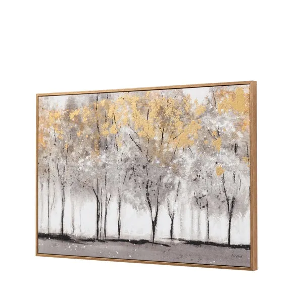 Framed Canvas Abstract Woodland - Grey
