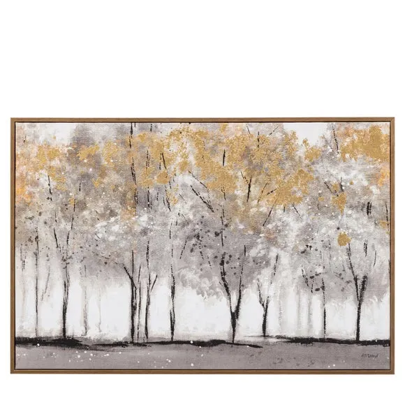 Framed Canvas Abstract Woodland - Grey