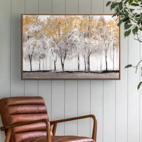 Framed Canvas Abstract Woodland - Grey image