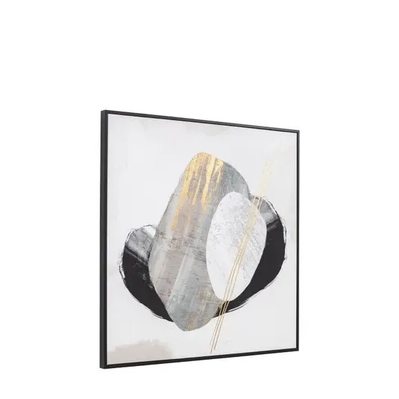 Framed Canvas Art - Grey, Geometric Abstract
