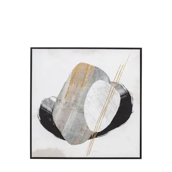 Framed Canvas Art - Grey, Geometric Abstract