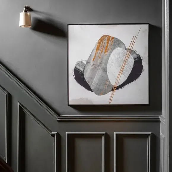 Framed Canvas Art - Grey, Geometric Abstract image