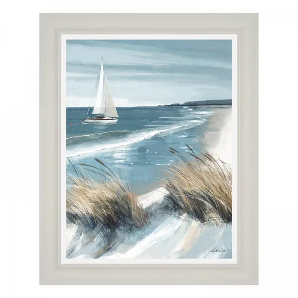 Framed Canvas Print - Blue, Coastal Theme