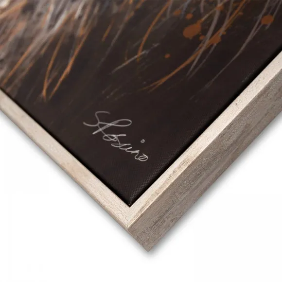 Framed Canvas Print - Highland Cow, Brown
