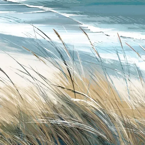 Framed Canvas Wall Art - Blue, Coastal Design