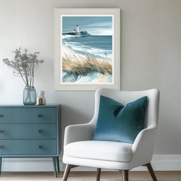 Framed Canvas Wall Art - Blue, Coastal Design image