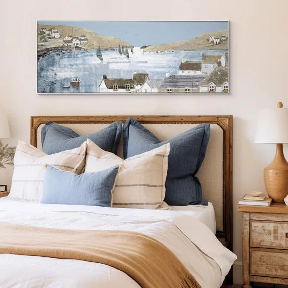 Framed Canvas Wall Art - Blue, Coastal Scene image