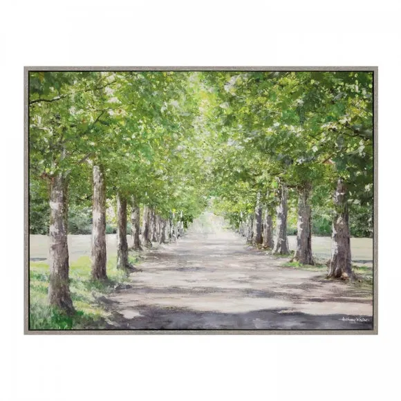 Framed Canvas Wall Art - Green, Tree Design