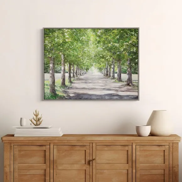 Framed Canvas Wall Art - Green, Tree Design image
