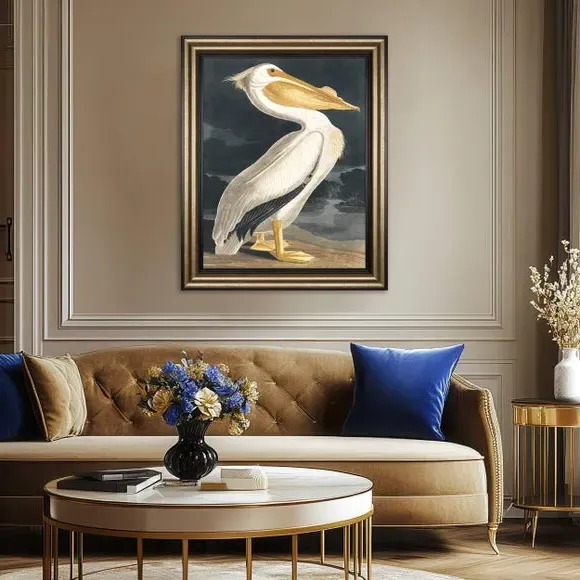 Framed Canvas Wall Art - White Pelican Print image