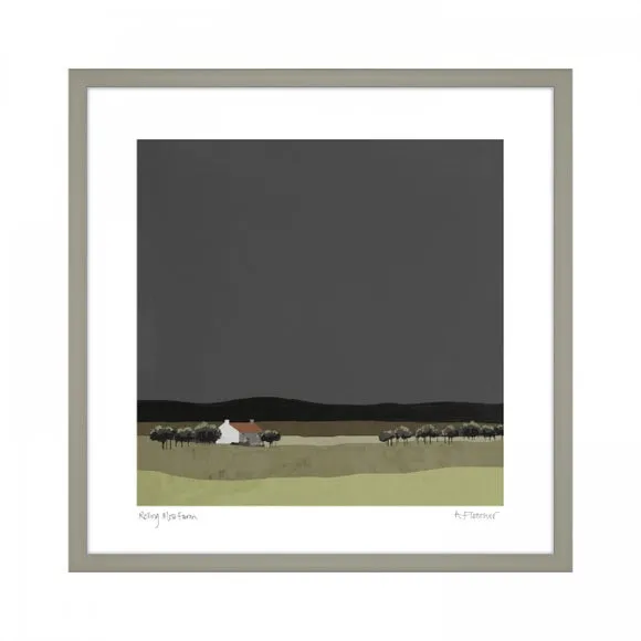 Framed Landscape Print - Blue, Country Style