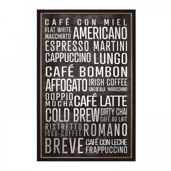 Framed Mirror Wall Art - Black, Typography