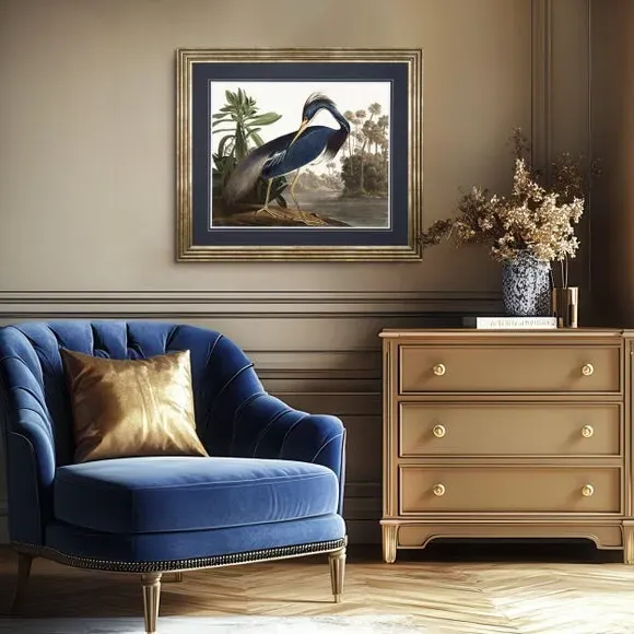 Framed Print Louisiana Heron - Blue image