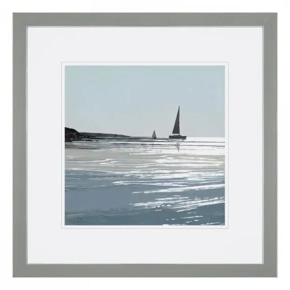 Framed Print Sailboat Scene - Blue, Canvas image