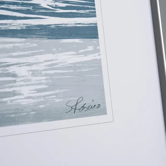 Framed Print Seascape with Sailboats - Blue