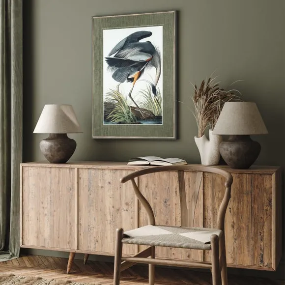 Framed Print with Mount - Blue, Vintage Style image