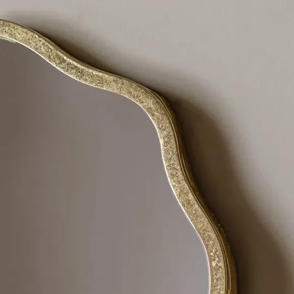 Full Length Leaner Mirror Wavy Frame - Gold
