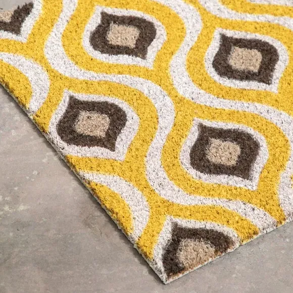 Geo Ikat Doormat - Yellow, Coir