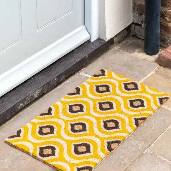 Geo Ikat Doormat - Yellow, Coir image