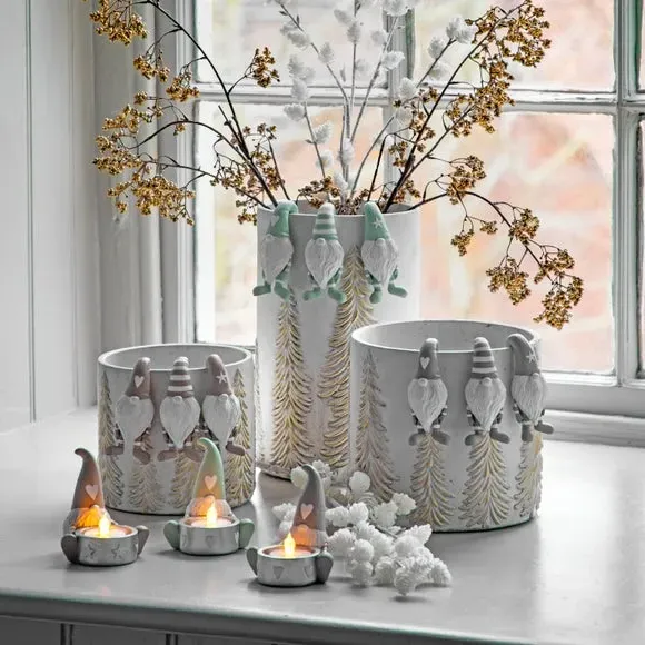 Gnome Tealight Holder - Grey