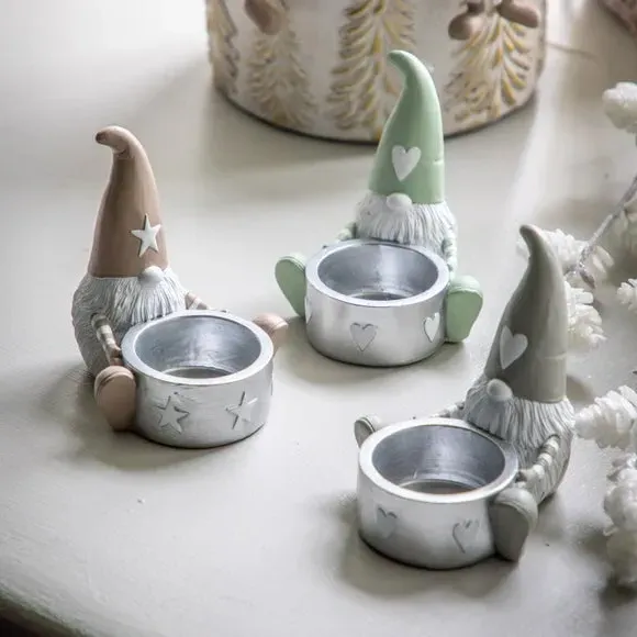 Gnome Tealight Holder - Grey