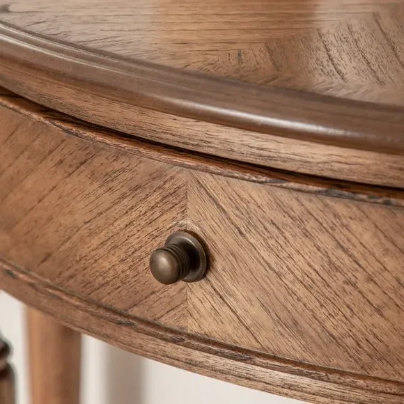 Half-Moon Console Table with Drawer - Brown, Wood