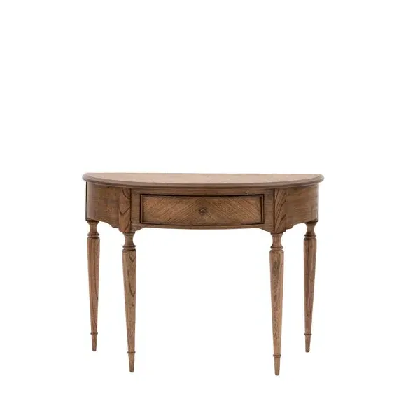 Half-Moon Console Table with Drawer - Brown, Wood
