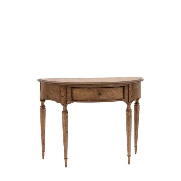 Half-Moon Console Table with Drawer - Brown, Wood