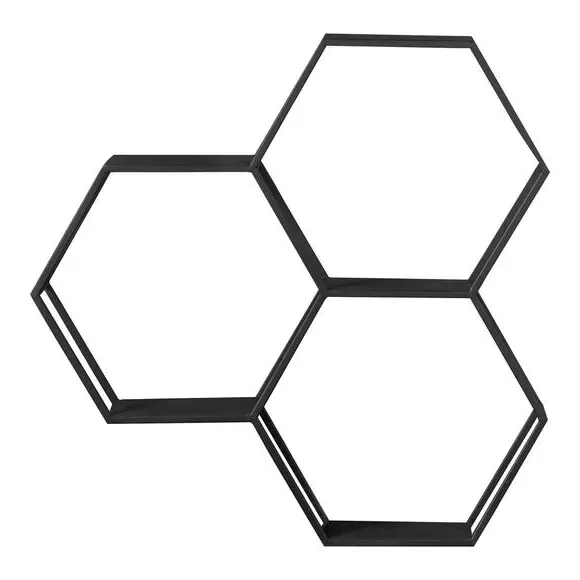 Hexagonal Wall Storage Unit - Black, Metal