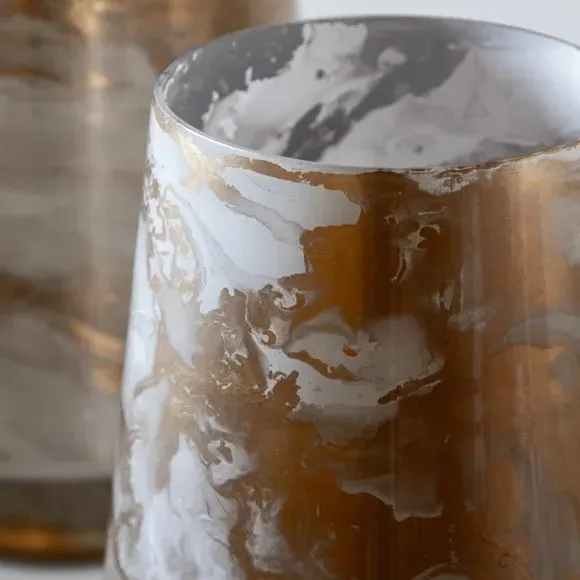 Hurricane Candle Holder - Gold, Glass