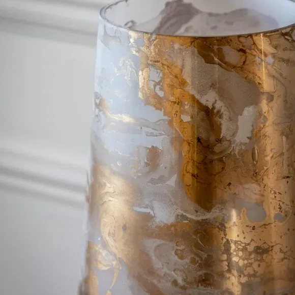 Hurricane Candle Holder - Gold, Glass