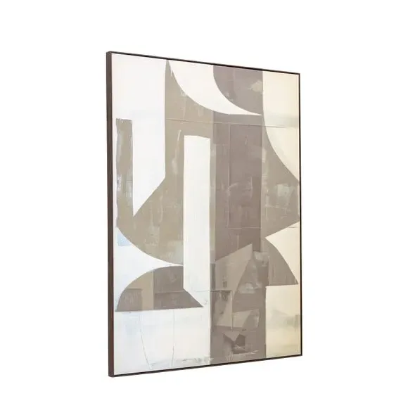 Large Abstract Framed Canvas - Brown
