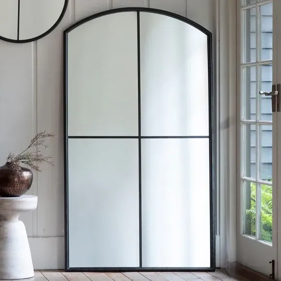 Large Arched Leaner Mirror - Black