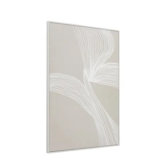 Large Framed Canvas Abstract Art - Natural