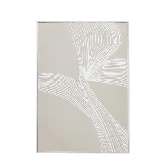 Large Framed Canvas Abstract Art - Natural